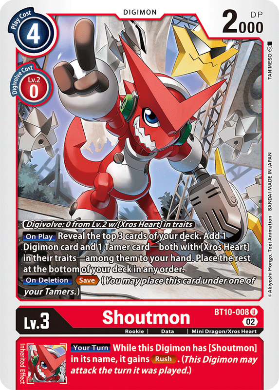 Shoutmon BT10-008 U Xros Encounter Digimon TCG - guardiangamingtcgs