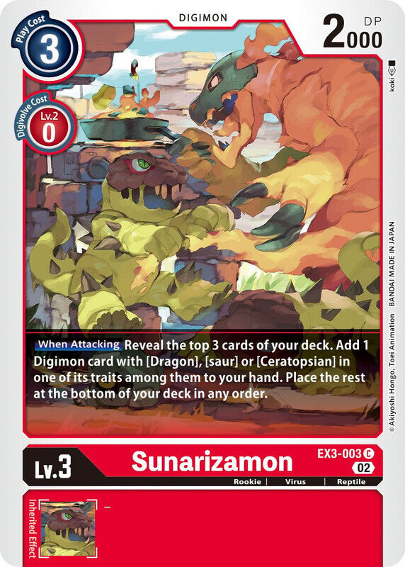 Sunarizamon EX3-003 C Draconic Roar Digimon TCG - guardiangamingtcgs