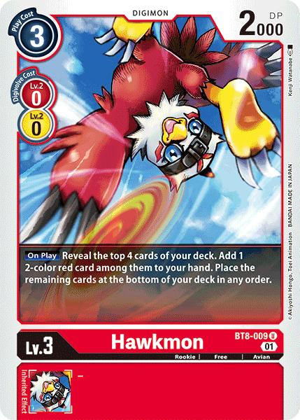 Hawkmon BT8-009 U New Awakening Digimon TCG - guardiangamingtcgs