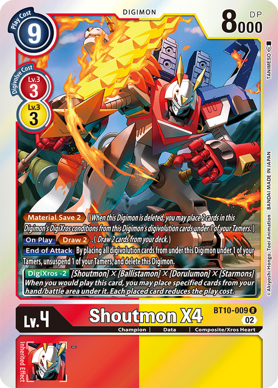 Foil Shoutmon X4 BT10-009 R Xros Encounter Digimon TCG - guardiangamingtcgs