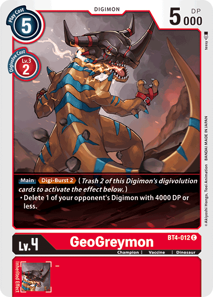 GeoGreymon BT4-012 C Great Legend Digimon TCG - guardiangamingtcgs