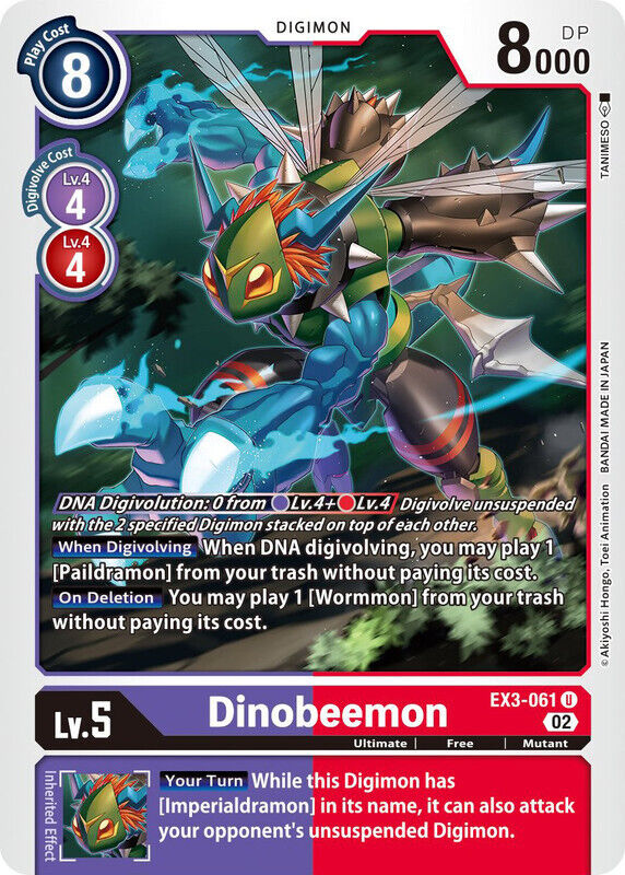 Dinobeemon EX3-061 U Draconic Roar Digimon TCG - guardiangamingtcgs