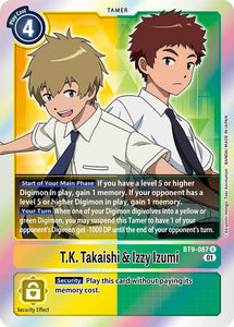 Foil T.K. Takaishi & Izzy Izumi BT9-087 R X Record Digimon TCG - guardiangamingtcgs