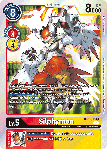 Foil Silphymon BT8-015 R New Awakening Digimon TCG - guardiangamingtcgs