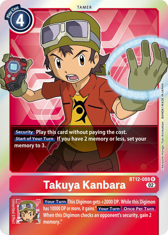 Foil Takuya Kanbara BT12-088 R Across Time Digimon TCG - guardiangamingtcgs