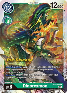 Foil Dinorexmon BT7-053 R Next Adventure Pre-Release Cards Digimon TCG - guardiangamingtcgs