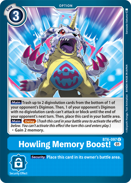 Howling Memory Boost! BT6-097 U Double Diamond Digimon TCG - guardiangamingtcgs