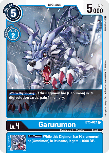 Garurumon BT5-024 C Battle of Omni Digimon TCG - guardiangamingtcgs