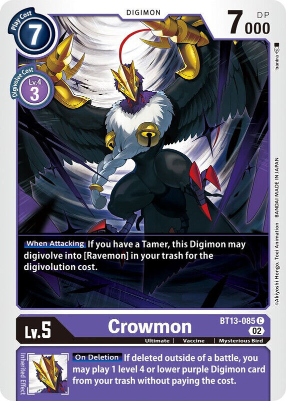 Crowmon BT13-085 C Versus Royal Knights Digimon TCG - guardiangamingtcgs