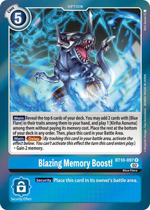 Foil Blazing Memory Boost! BT10-097 R Xros Encounter Digimon TCG - guardiangamingtcgs