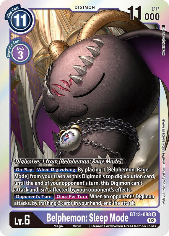 Foil Belphemon: Sleep Mode BT13-088 R Versus Royal Knights Digimon TCG - guardiangamingtcgs