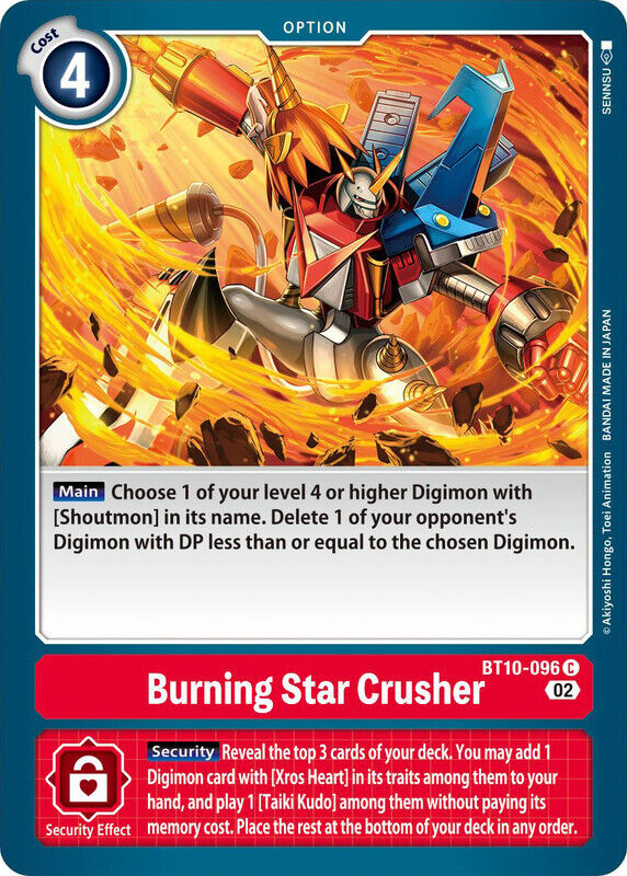 Burning Star Crusher BT10-096 C Xros Encounter Digimon TCG - guardiangamingtcgs