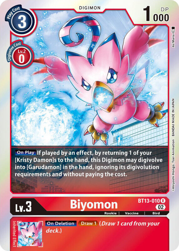 Foil Biyomon BT13-010 R Versus Royal Knights Digimon TCG - guardiangamingtcgs