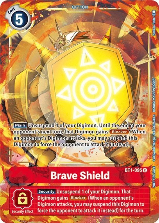 Foil Brave Shield - BT1-095 (Dash Pack Ver. 1.5) R Release Special Booster Digimon TCG - guardiangamingtcgs