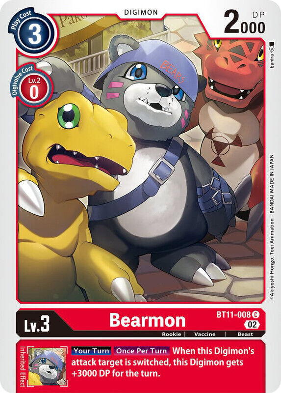 Foil Bearmon BT11-008 C Dimensional Phase Digimon TCG - guardiangamingtcgs