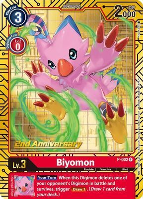 Foil Biyomon - P-002 (2nd Anniversary Card Set) P-002 P Digimon Promotion Cards Digimon TCG - guardiangamingtcgs