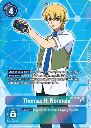 Foil Thomas H. Norstein (Box Topper) BT13-097 R Versus Royal Knights Digimon TCG - guardiangamingtcgs