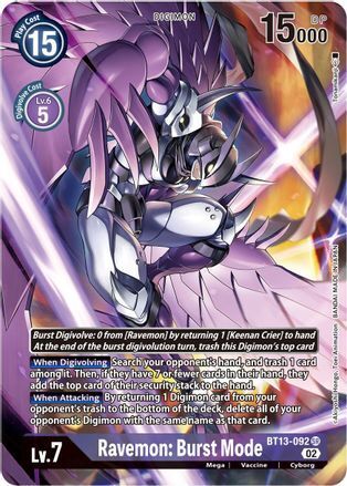 Foil Ravemon: Burst Mode (Alternate Art) BT13-092 SR Versus Royal Knights Digimon TCG - guardiangamingtcgs