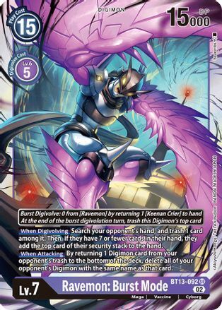 Foil Ravemon: Burst Mode BT13-092 SR Versus Royal Knights Digimon TCG - guardiangamingtcgs