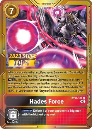 Foil Hades Force (2023 Store Top 4) BT11-107 R Dimensional Phase Digimon TCG - guardiangamingtcgs